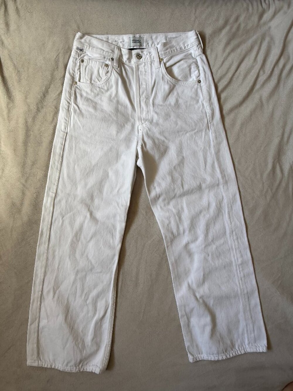 Citizens of Humanity Gaucho White High Rise Wide Leg 100% Cotton Denim Size 26